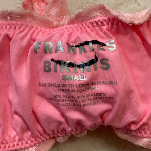 New Frankies Bikinis Colby Eyelet Shine Bikini Top Pink 31044 - Picture 11 of 12